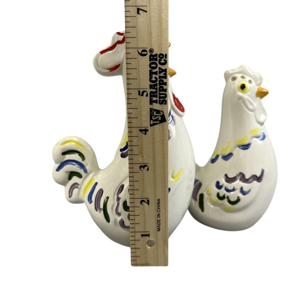 Vintage‎ Rooster Hen Salt Pepper Shakers Japan Farmhouse Ceramic Set